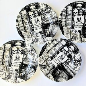Royal Wessex Pickled Shrunken Skulls Halloween Plates | Set of 4 | 8" Vintage